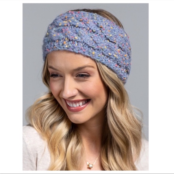 A Girl Thing Accessories Steel Blue Cable Knit Confetti Headband